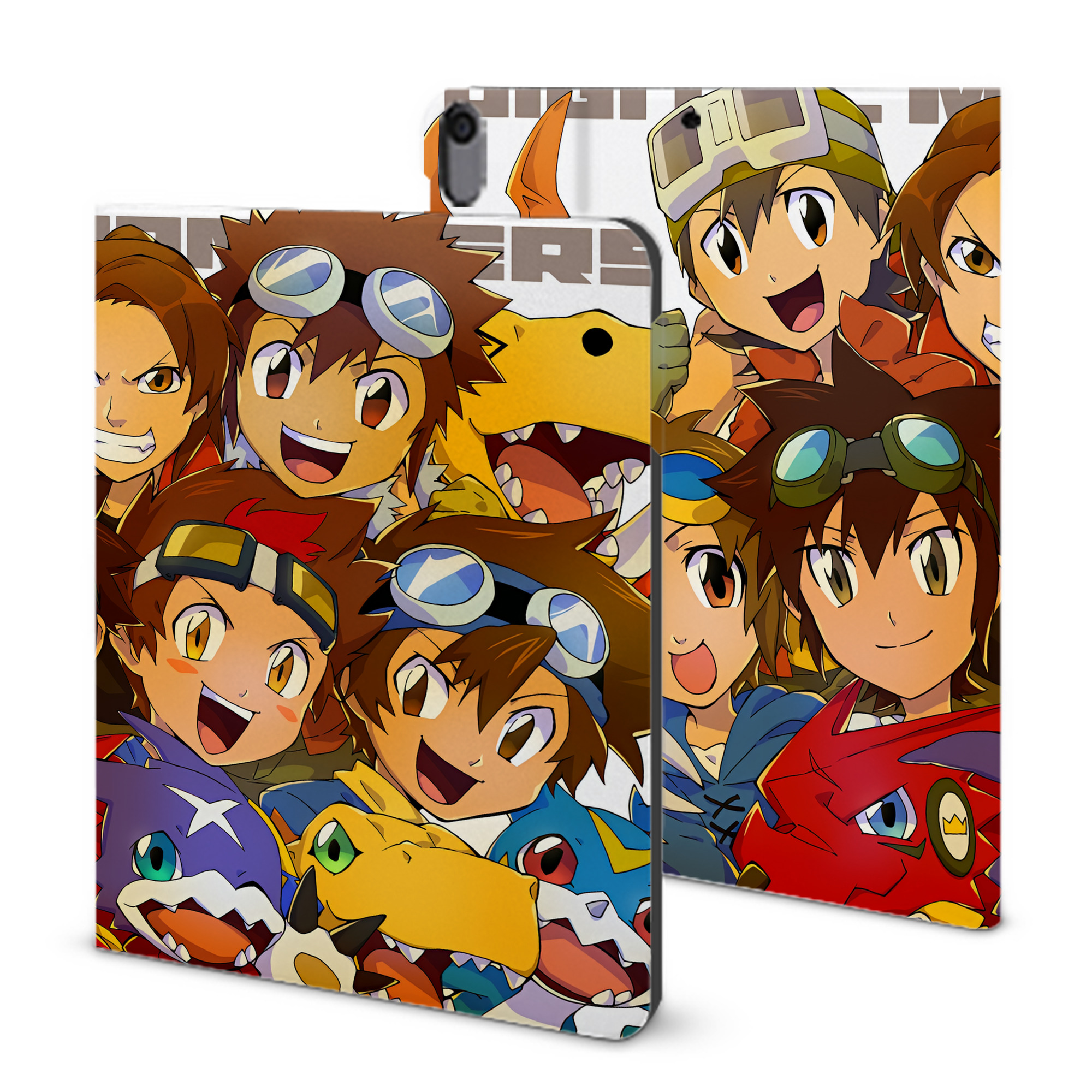 （画像用） Digimon デジタルモンスター/デジモン IPad ケース ブック型 PUレザー TPU 耐衝撃 軽量 薄型 ペン収納なし 全面保護 IPad 各モデル対応